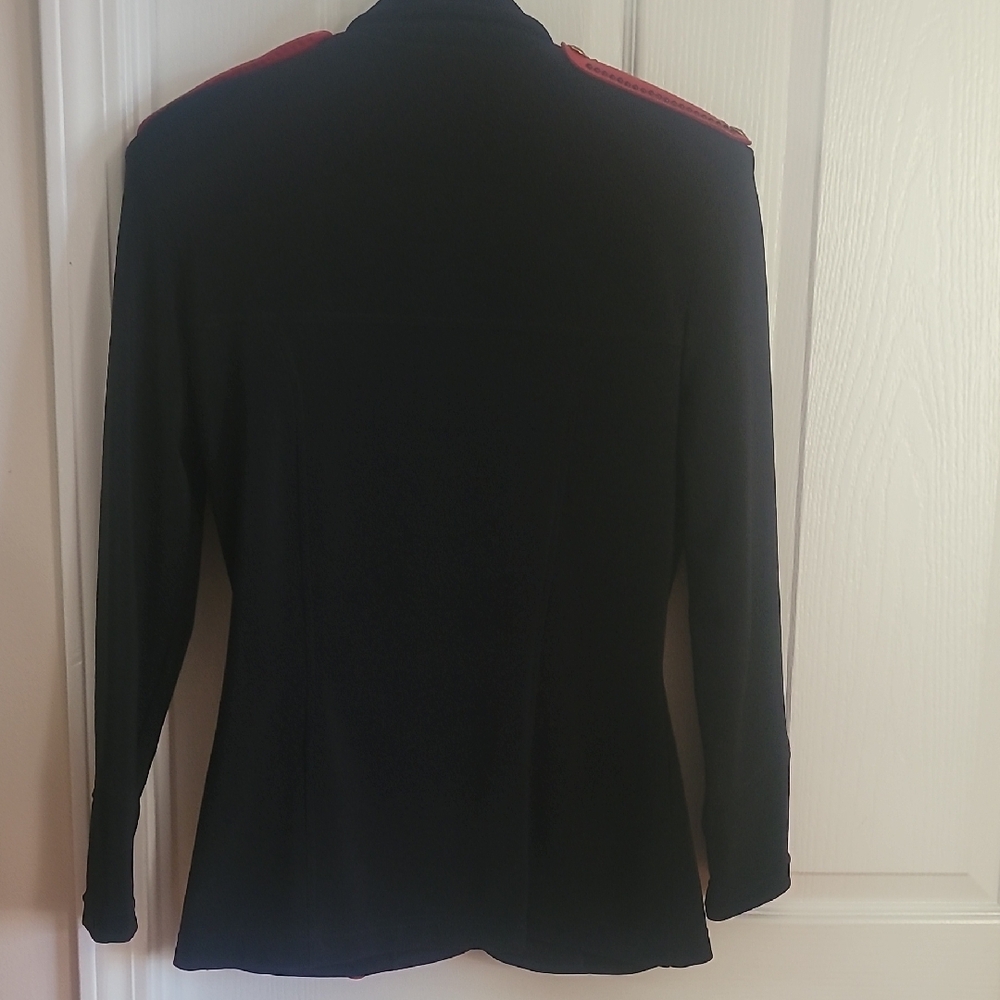 Vintage Chic Black Blazer with Red and Gold Details - Picture 2 of 5